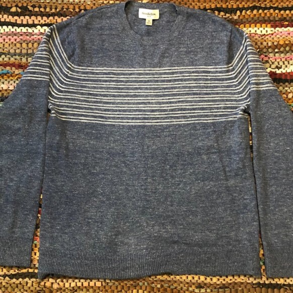 blue and white striped sweater